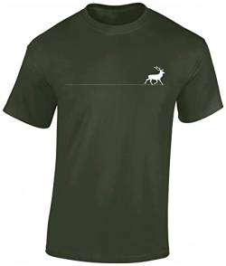 (A) Jäger T-Shirt Männer - Walking Deer - Geschenk für Jäger - Jagd Tshirt Herren - Jäger Kleidung Jagd Zubehör (Army S) von Baddery