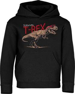 (A) Kinder Pullover : Survival T-Rex Dino - Dinosaurier Kapuzenpullover für Jungen (Schwarz 140) von Baddery