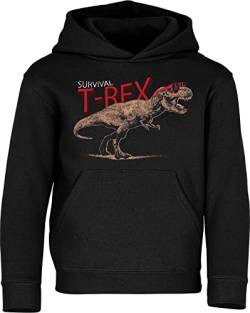 (A) Kinder Pullover : Survival T-Rex Dino - Dinosaurier Kapuzenpullover für Jungen (Schwarz 152) von Baddery