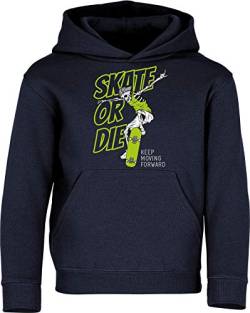 (A) Kinder Pullover: Born to Skate ? Bone to Skate ! - Hoodie Kapuzenpullover Pulli Skateboard Skaten Skater SK8 - Geschenk Kleidung Junge Jungen Mädchen Kind Sport (Navy 164) von Baddery