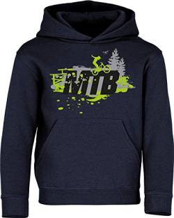 (A) Kinder Pullover: MTB Mountain-Bike - Hoodie Kapuzenpullover Pulli Fahrrad Geschenk-e Jungen & Mädchen - Radfahrer-in Mountain Bike BMX Junge Kind Sport Geburtstag (Navy 116) von Baddery