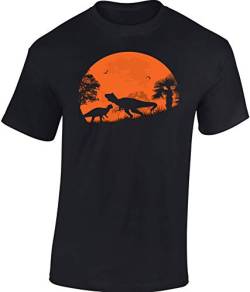 (A) Kinder T-Shirt: Dino Dawn - T-Rex Tyrannosaurus Saurier Dino Dinosaurier - Shirt für Jungen Junge & Mädchen Geschenk-Idee zum Geburtstag für Kind Kinder Pyjama Sport Jurassic (152/164) von Baddery