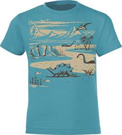 (A) Kinder T-Shirt: Dinoland - Dino Planet Dinosaurier - Shirt für Jungen Junge & Mädchen Geschenk-Idee zum Geburtstag für Kind Kinder Pyjama Sport Ice Jurassic (152/164) von Baddery