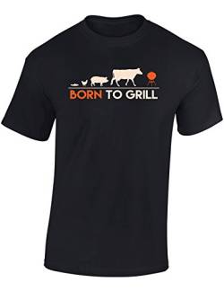 Baddery (A) Fun Tshirt Herren - Born to Grill - Grill Geschenke für Männer - T-Shirt Grillen Grillmeister BBQ Koch (Schwarz L) von Baddery