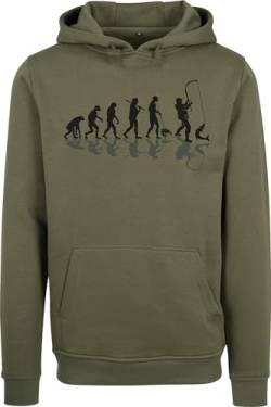 Baddery Angler Geschenke für Männer : Pullover Angler Evolution - Kapuzenpullover für Herren - Angelkleidung Angel Zubehör (Olive M) von Baddery