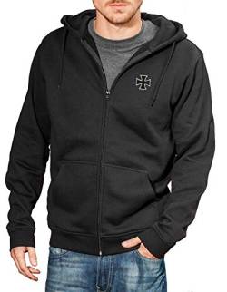 Baddery Biker Hoodie Herren : Biker Pray mit Stickerei Eisernes Kreuz - Sweatjacke Männer Motorrad Kapuzenjacke - Geschenk Motorradfahrer - Motorradjacke Herren (3XL) von Baddery