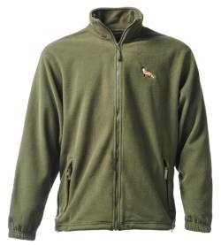 Baddery Fleecejacke Herren - Fuchs - Jägerjacke - Geschenk für Jäger - Jagdjacke Männer - Jäger Kleidung Jagd Zubehör (Fleecejacke Army 4XL) von Baddery