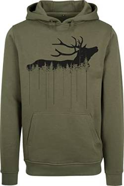 Baddery Jäger Pullover Herren - Waldhirsch - Geschenk für Jäger - Jagd Pullover Männer - Jäger Kleidung Jagd Zubehör (Olive XL) von Baddery