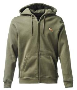 Baddery Jägerjacke Herren - Fuchs - Geschenk für Jäger - Jagdjacke Männer - Jäger Kleidung Jagd Zubehör (BY012 Zip-Hoodie Oliv M) von Baddery