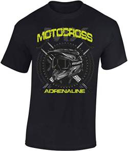 Baddery Motocross T-Shirt: MX Motocross Adrenaline - Geschenk für Motorradfahrer - Shirt für Dirtbike und Motorradliebhaber - MX Shirt - Motorrad Enduro Motorbike Tshirt, L, Schwarz von Baddery