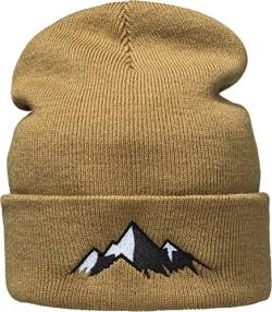 Baddery Outdoor Strickmütze Herren & Damen : Alpengipfel - Kletter Ausrüstung Wander Zubehör - Beanie Männer Mütze Winter (Braun) von Baddery