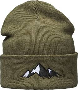 Baddery Outdoor Strickmütze Herren & Damen : Alpengipfel - Kletter Ausrüstung Wander Zubehör - Beanie Männer Mütze Winter (Grün) von Baddery