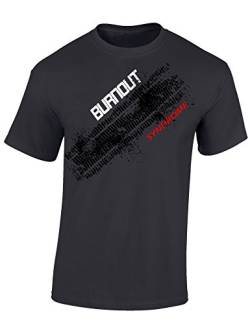 Baddery Petrolhead: Burnout Syndrome - Geschenk für Autoliebhaber - T-Shirt für alle Tuning-, Drift-, und Motorsport Fans - Auto T-Shirt Herren Shirt - Geschenk Auto - Auto-Fahrer, Mausgrau, M von Baddery
