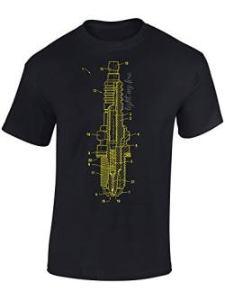 Baddery Petrolhead: Zündkerze Light My Fire - Geschenk für Autoliebhaber - T-Shirt für alle Tuning-, Drift-, und Motorsport Fan - Auto T-Shirt Herren Shirt - Geschenk Auto - Auto-Fahrer, Schwarz, L von Baddery