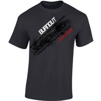 Baddery Print-Shirt Auto T-Shirt : Burnout Syndrome - Motorsport Tuning Autoliebhaber, hochwertiger Siebdruck, aus Baumwolle von Baddery