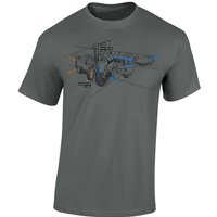 Baddery Print-Shirt Auto T-Shirt : Turbolader Skizze - Motorsport Tuning Autoliebhaber, hochwertiger Siebdruck, auch Übergrößen, aus Baumwolle von Baddery