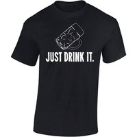 Baddery Print-Shirt Bier Geschenke für Männer : Just drink it - Bier T-Shirt, hochwertiger Siebdruck, aus Baumwolle von Baddery