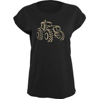 Baddery Print-Shirt Damen : Traktor - Geschenk für Traktorfahrerin - T-Shirt Trecker, hochwertiger Siebdruck, auch Übergrößen, aus Baumwolle von Baddery