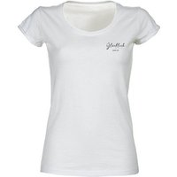 Baddery Print-Shirt Damen T-Shirt : Glücklich steht dir - Funshirts für Frauen (Slim Fit), hochwertiger Siebdruck, aus Baumwolle von Baddery