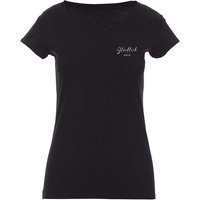 Baddery Print-Shirt Damen T-Shirt : Glücklich steht dir - Funshirts für Frauen (Slim Fit), hochwertiger Siebdruck, aus Baumwolle von Baddery