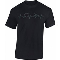 Baddery Print-Shirt Fahrrad T-Shirt : Heartbeat Bike - Sport Tshirts Herren, hochwertiger Siebdruck, auch Übergrößen, aus Baumwolle von Baddery
