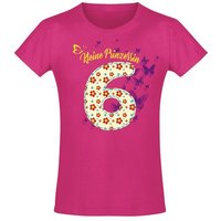 Baddery Print-Shirt Geburstagsgeschenk für Mädchen : 6 Jahre mit Blumen, hochwertiger Siebdruck, aus Baumwolle von Baddery