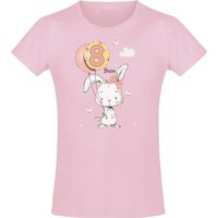 Baddery Print-Shirt Geburstagsgeschenk für Mädchen : 8 Jahre mit Hase, hochwertiger Siebdruck, aus Baumwolle von Baddery