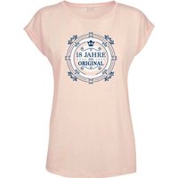 Baddery Print-Shirt Geburtstagsgeschenk für Frauen : 18 Jahre Ein Original - Damen, hochwertiger Siebdruck, aus Baumwolle von Baddery