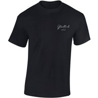 Baddery Print-Shirt Herren T-Shirt : Glücklich steht dir - Funshirts für Männer, hochwertiger Siebdruck, aus Baumwolle von Baddery