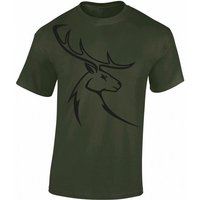 Baddery Print-Shirt Hirschbock - Jäger T-Shirt - Jägerkleidung - Jagd Zubehör - Geschenk, hochwertiger Siebdruck, auch Übergrößen, aus Baumwolle von Baddery