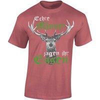 Baddery Print-Shirt Jäger T-Shirt - Echte Männer jagen ihr Essen - Geschenk für Jäger, hochwertiger Siebdruck, auch Übergrößen, aus Baumwolle von Baddery