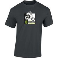 Baddery Print-Shirt Kinder T-Shirt: Downhill Madness - Fahrrad Geschenk Jungen & Mädchen, hochwertiger Siebdruck, aus Baumwolle von Baddery