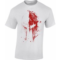 Baddery Print-Shirt Sparta T-Shirt : Sparta Bluthelm - Gym Sport Fitness, hochwertiger Siebdruck, auch Übergrößen, aus Baumwolle von Baddery