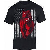 Baddery Print-Shirt T-Shirt: American Pitbull - USA Hunde Shirt, hochwertiger Siebdruck, auch Übergrößen, aus Baumwolle von Baddery