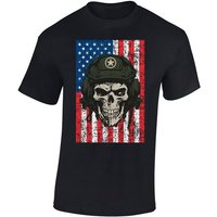 Baddery Print-Shirt US Army Shirt - Army Skull - USA T-Shirt Männer - Stars and Stripes, hochwertiger Siebdruck, auch Übergrößen, aus Baumwolle von Baddery