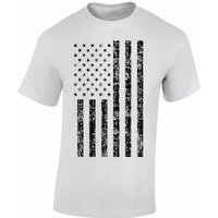 Baddery Print-Shirt USA Flagge Shirt - Black Stars and Stripes - US Army T-Shirt, hochwertiger Siebdruck, auch Übergrößen, aus Baumwolle von Baddery