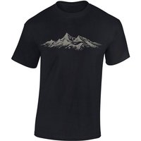 Baddery Print-Shirt Wander T-Shirt : Alpengipfel - Kletter T-Shirt für Wanderfreunde, hochwertiger Siebdruck, auch Übergrößen, aus Baumwolle von Baddery