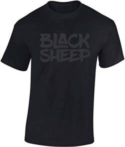 Baddery Streetwear Tshirt Herren - Black Sheep - Männer T-Shirt - Gangster Kampfsport Gamer Rapper (Schwarz L) von Baddery