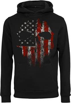 Baddery Totenkopf Pullover Herren - American Skull - Horror Hoodie Männer - Skull USA Halloween Death Biker Pulli (XL) von Baddery