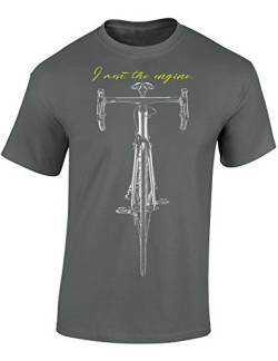 Baddery: I Am The Engine - Fahrrad Mountainbike BMX T-Shirt als Geschenk für alle Fahrradliebhaber - Geschenkidee -L, Nr.B0704 Grau von Baddery