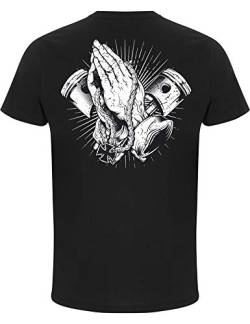 Biker T-Shirt Herren : Biker Pray - Motorrad Geschenke für Männer Tshirt - Motorradfahrer T Shirt - Motorradbekleidung Zubehör (Schwarz 3XL) von Baddery