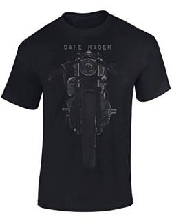 Biker T-Shirt Herren : Cafe Racer - Motorrad Geschenke für Männer Tshirt - Motorradfahrer T Shirt - Motorradbekleidung Zubehör (Schwarz L) von Baddery