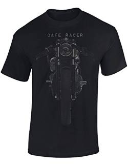 Biker T-Shirt Herren : Cafe Racer - Motorrad Geschenke für Männer Tshirt - Motorradfahrer T Shirt - Motorradbekleidung Zubehör (Schwarz M) von Baddery