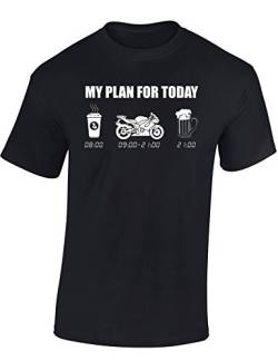 Biker T-Shirt Herren : My plan for Today - Motorrad Geschenke für Männer Tshirt - Motorradfahrer T Shirt - Motorradbekleidung Zubehör (Schwarz XL) von Baddery