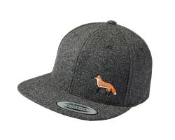 Cap Flexfit Snapback : Fuchs - Basecap Herren & Damen Baseball Cap Männer Jäger Geschenke Jagd Mütze (Wool Cap Dark Grey - One Size) von Baddery