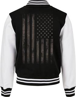 College Jacke für Herren & Damen : USA Flagge - Baseball Jacke - Sweat College Jacket - Männer Collegejacke (Black-White 5XL) von Baddery
