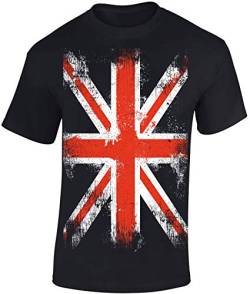 England Tshirt Herren - Union Jack - Großbritannien Flagge T-Shirt Herren - UK Great Britain Shirt (Schwarz 6XL) von Baddery