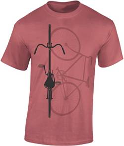 Fahrrad T-Shirt Herren : Bike Shadow - Sport Tshirts Herren - Rennrad Zubehör (Ancient Pink L) von Baddery