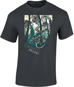 Fahrrad T-Shirt Herren : Downhill Maniac 2 - Sport Tshirts Herren - Mountainbike Shirt (Dark Grey L) von Baddery