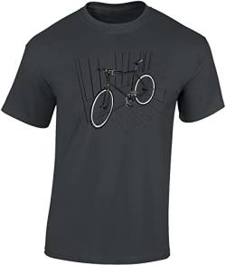 Fahrrad T-Shirt Herren : Indoor Bike - Sport Tshirts Herren - Rennrad Zubehör (Dark Grey L) von Baddery